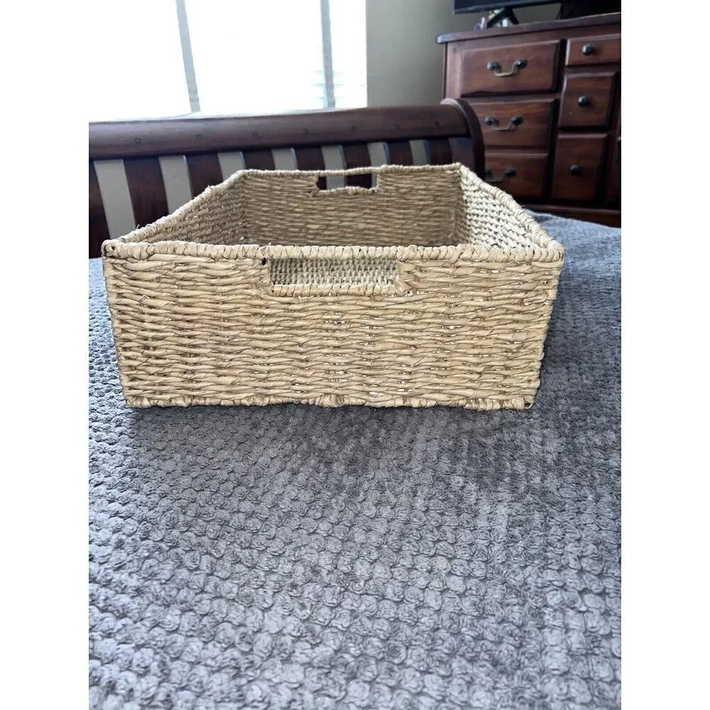 Square Nesting Wicker Baskets with Handle